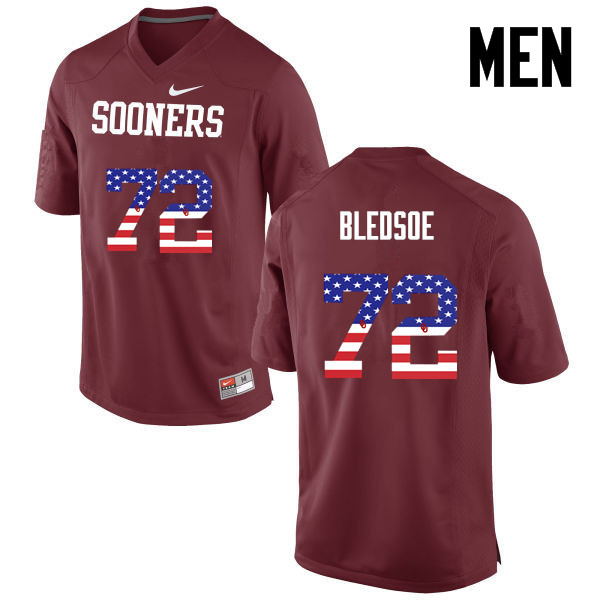 Men Oklahoma Sooners #72 Amani Bledsoe College Football USA Flag Fashion Jerseys-Crimson